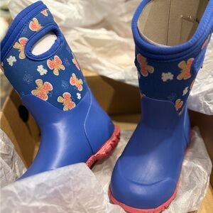 Bogs Blue Kids Boots with Butterfly Pattern